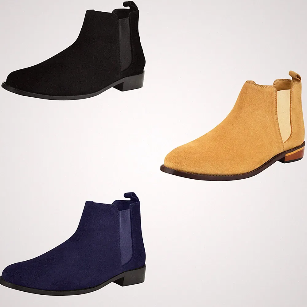 LIBERTYZENO Mens Genuine Leather Waterproof Suede Desert Casual Chelsea Boots