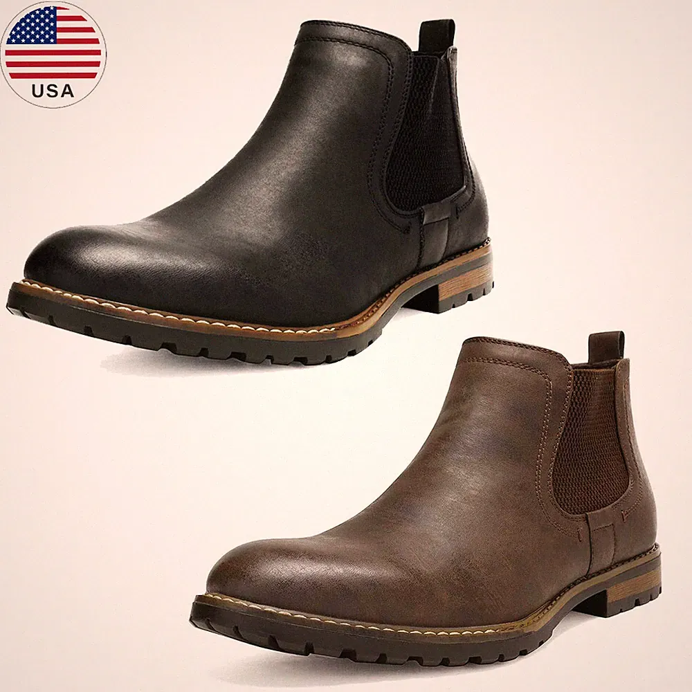 Men's Chelsea Ankle Boots Classic Dress Casual Elastic Slip On Shoes
