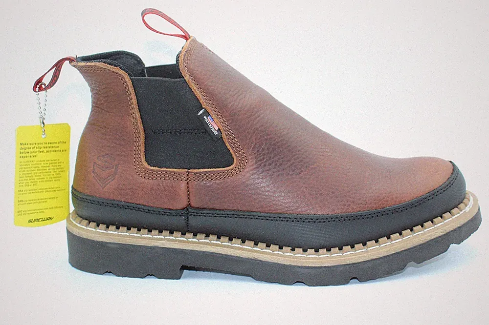 Size - 10 Men's High-Top Waterproof Leather Work Boots, Slip & Oil Resistant